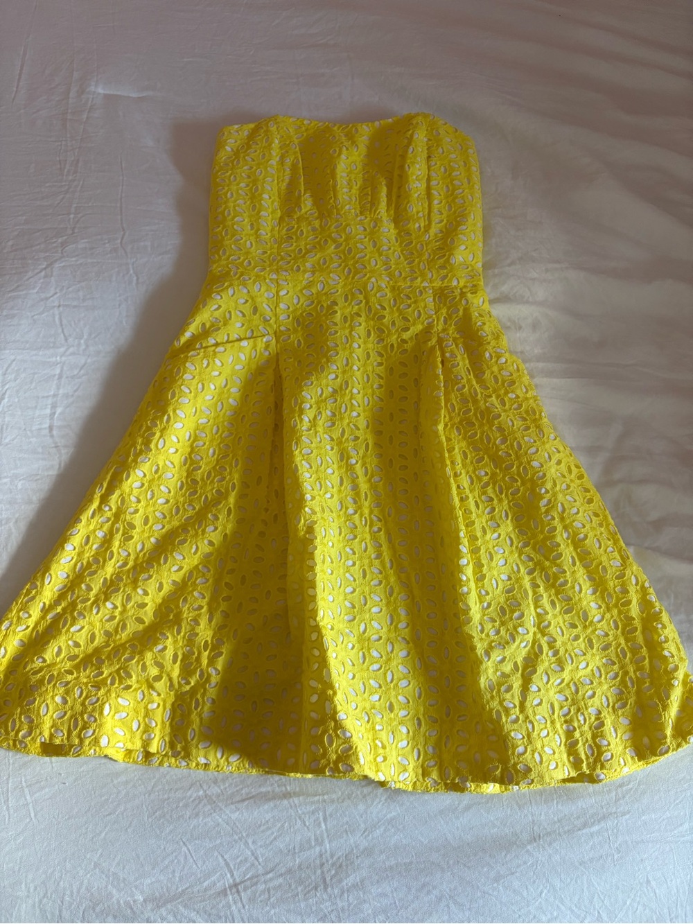 Lilly Pulitzer Yellow Eyelet Strapless Dress with White Lining